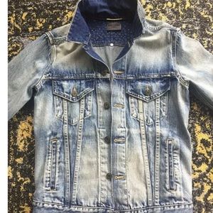 Saint Lairent Studded Distressed Denim Jacket Sm